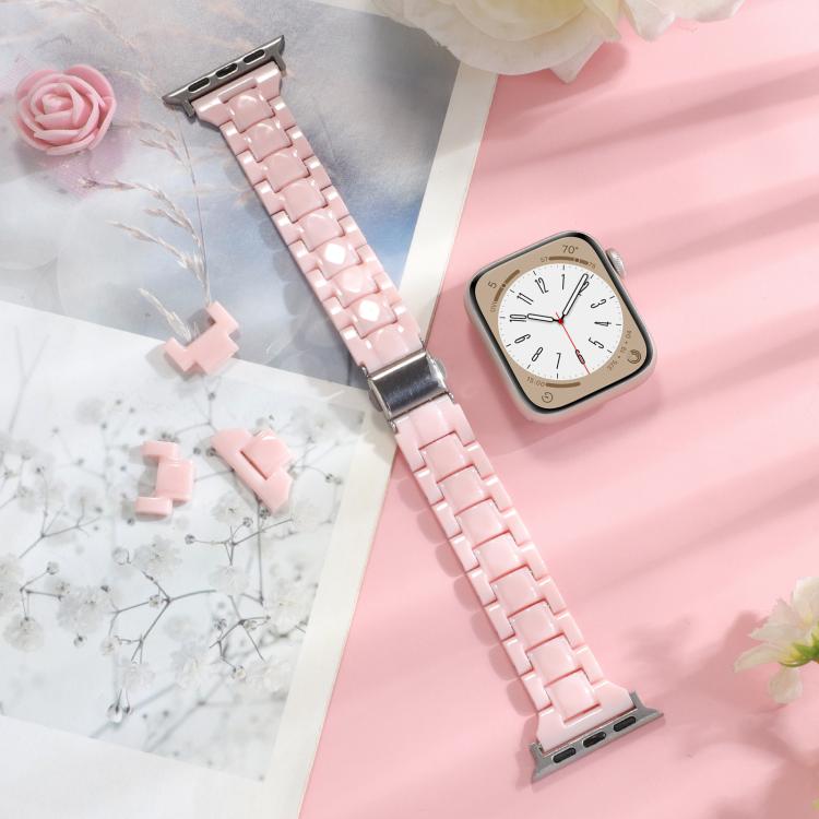 For Apple Watch 42mm / 41mm / 40mm / 38mm Small Waist Rhombus Three-bead Resin Watch Band