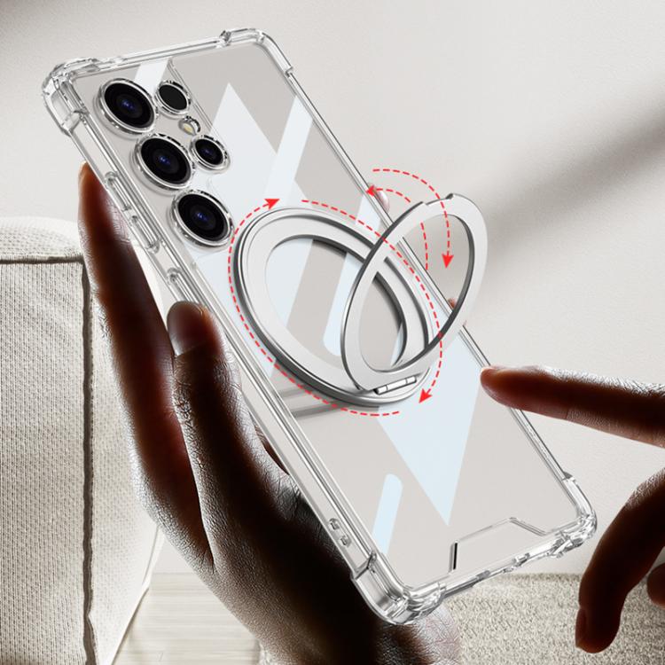 For Samsung Galaxy S25 Ultra 5G GKK Airbag Full Coverage PC Phone Case with Rotating Holder, Not Included Pen