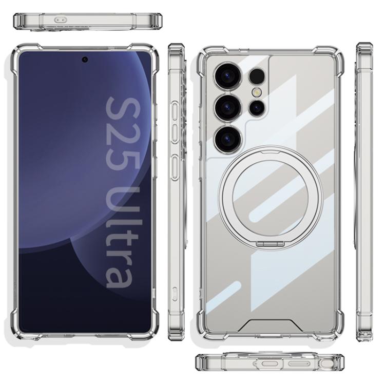 For Samsung Galaxy S25 Ultra 5G GKK Airbag Full Coverage PC Phone Case with Rotating Holder, Not Included Pen