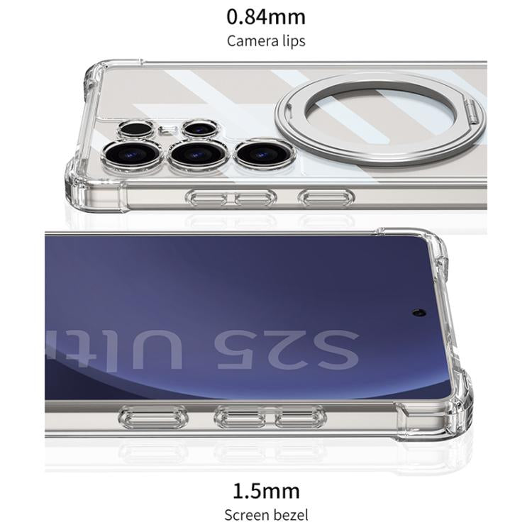 For Samsung Galaxy S25 Ultra 5G GKK Airbag Full Coverage PC Phone Case with Rotating Holder, Not Included Pen