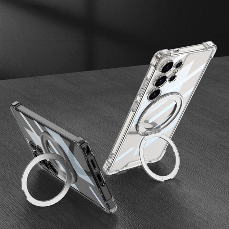For Samsung Galaxy S25 Ultra 5G GKK Airbag Full Coverage PC Phone Case with Rotating Holder, Not Included Pen