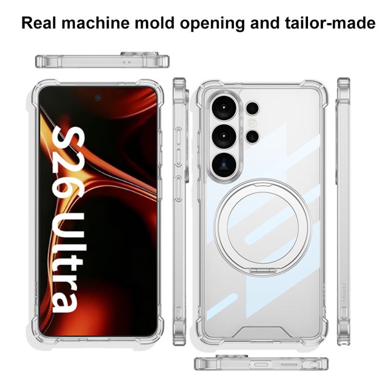 For Samsung Galaxy S26 Ultra 5G GKK Airbag Full Coverage PC Phone Case with Rotating Holder, Not Included Pen