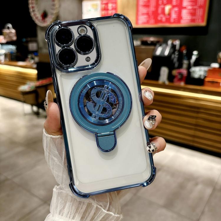 For iPhone 11 Pro Space MagSafe Holder Phone Case with Lens Film
