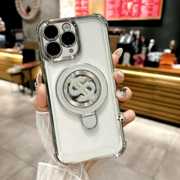 For iPhone 11 Pro Space MagSafe Holder Phone Case with Lens Film