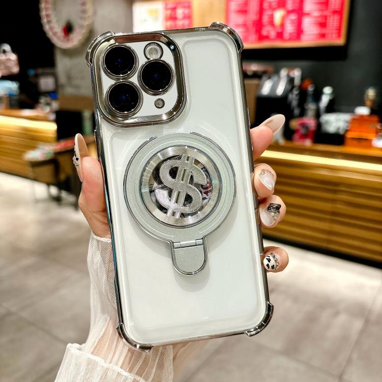 For iPhone 12 Pro Space MagSafe Holder Phone Case with Lens Film