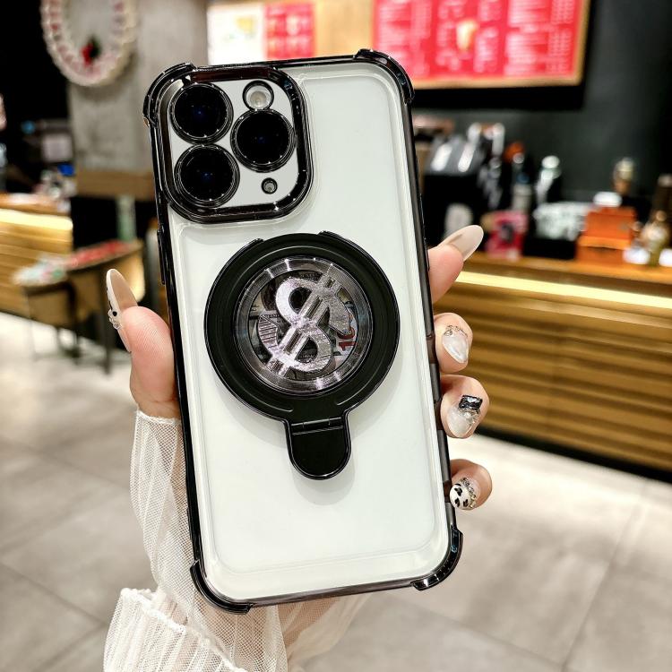 For iPhone 12 Pro Space MagSafe Holder Phone Case with Lens Film