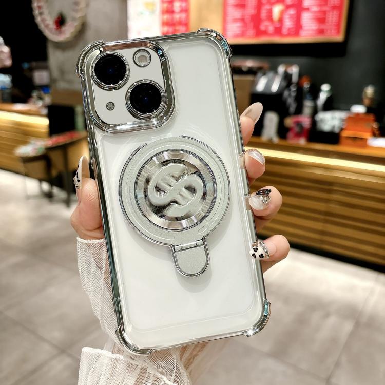 For iPhone 14 Plus Space MagSafe Holder Phone Case with Lens Film