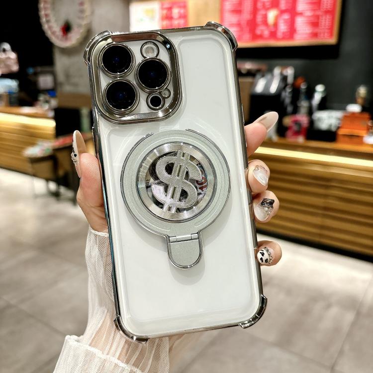 For iPhone 14 Pro Max Space MagSafe Holder Phone Case with Lens Film