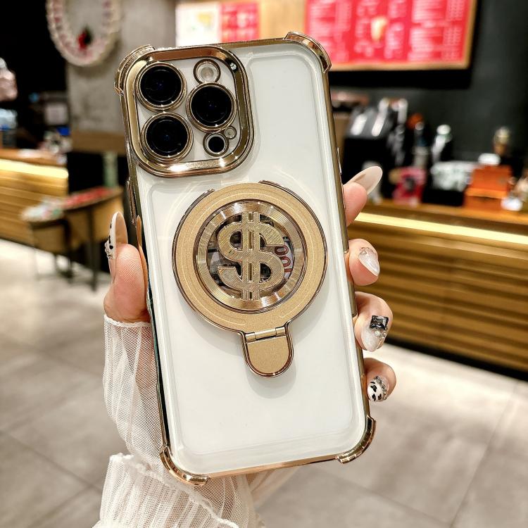 For iPhone 15 Pro Space MagSafe Holder Phone Case with Lens Film