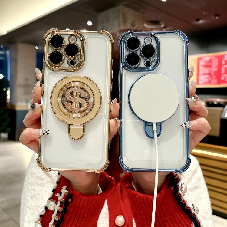 For iPhone 15 Plus Space MagSafe Holder Phone Case with Lens Film