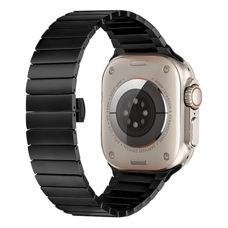 For Apple Watch 46mm / 49mm / 45mm / 44mm Butterfly Clasp One-Bead Titanium Alloy Watch Band