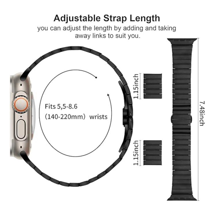 For Apple Watch 46mm / 49mm / 45mm / 44mm Butterfly Clasp One-Bead Titanium Alloy Watch Band