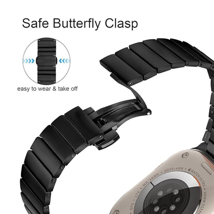 For Apple Watch 46mm / 49mm / 45mm / 44mm Butterfly Clasp One-Bead Titanium Alloy Watch Band