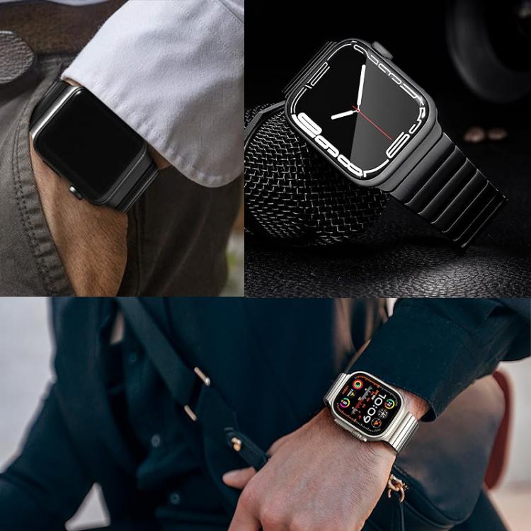 For Apple Watch 46mm / 49mm / 45mm / 44mm Butterfly Clasp One-Bead Titanium Alloy Watch Band
