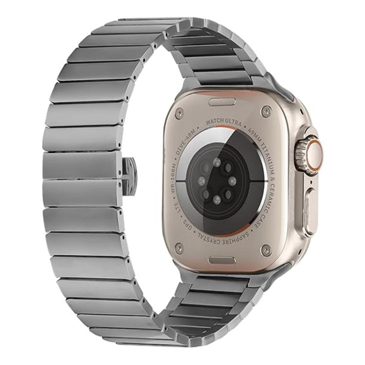 For Apple Watch 46mm / 49mm / 45mm / 44mm Butterfly Clasp One-Bead Titanium Alloy Watch Band