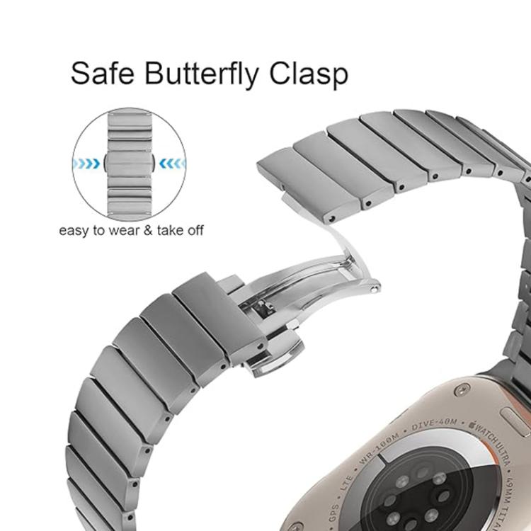 For Apple Watch 46mm / 49mm / 45mm / 44mm Butterfly Clasp One-Bead Titanium Alloy Watch Band