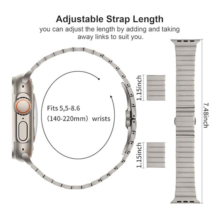For Apple Watch 46mm / 49mm / 45mm / 44mm Butterfly Clasp One-Bead Titanium Alloy Watch Band