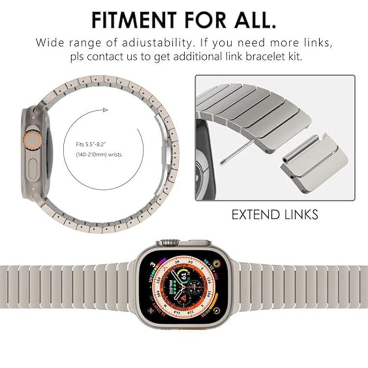 For Apple Watch 46mm / 49mm / 45mm / 44mm Butterfly Clasp One-Bead Titanium Alloy Watch Band