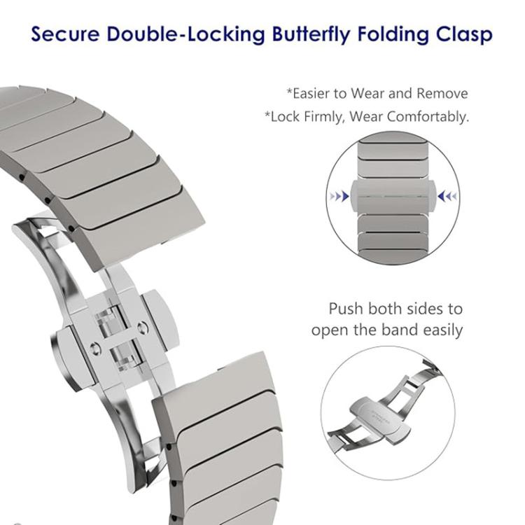 For Apple Watch 46mm / 49mm / 45mm / 44mm Butterfly Clasp One-Bead Titanium Alloy Watch Band