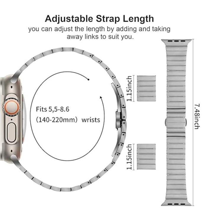 For Apple Watch 46mm / 49mm / 45mm / 44mm Butterfly Clasp One-Bead Titanium Alloy Watch Band