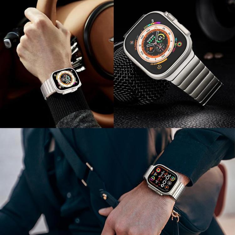 For Apple Watch 46mm / 49mm / 45mm / 44mm Butterfly Clasp One-Bead Titanium Alloy Watch Band