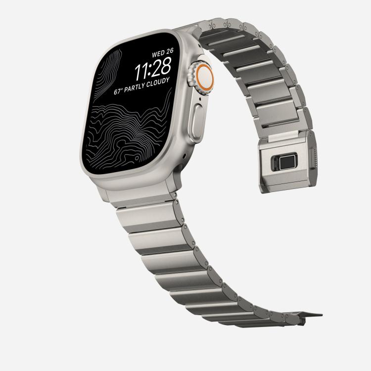 For Apple Watch 46mm / 49mm / 45mm / 44mm Norman Clasp One-Bead Stainless Steel Watch Band