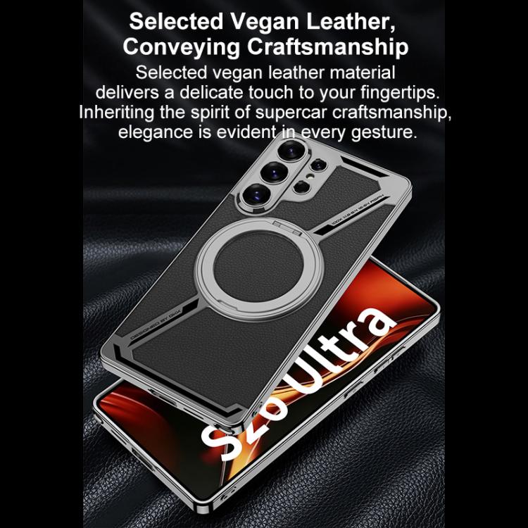 For Samsung Galaxy S26 Ultra 5G GKK Electroplating Leather Z-Shape Disassemble MagSafe Phone Case, Not Included Pen