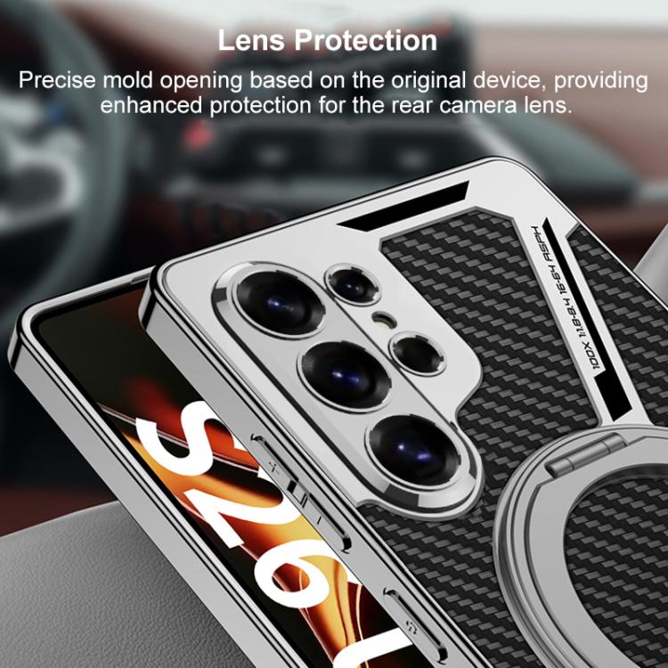 For Samsung Galaxy S26 Ultra 5G GKK Electroplating Leather Z-Shape Disassemble MagSafe Phone Case, Not Included Pen