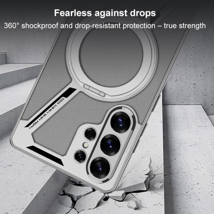 For Samsung Galaxy S26 Ultra 5G GKK Electroplating Leather Z-Shape Disassemble MagSafe Phone Case, Not Included Pen