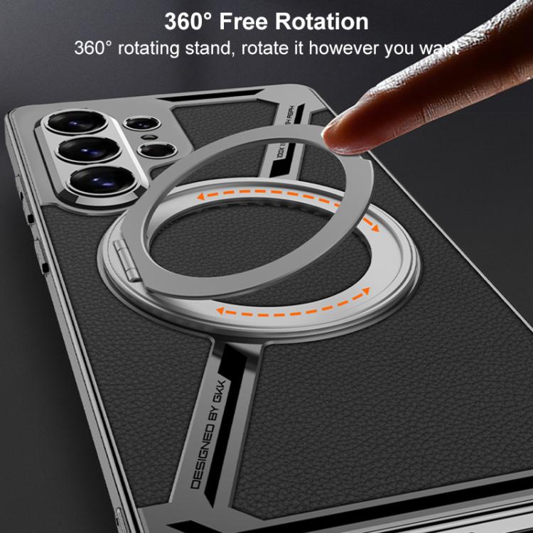 For Samsung Galaxy S26 Ultra 5G GKK Electroplating Leather Z-Shape Disassemble MagSafe Phone Case, Not Included Pen