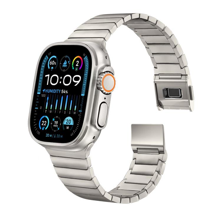 For Apple Watch 46mm / 49mm / 45mm / 44mm Bamboo Norman Buckle Pure Titanium Watch Band