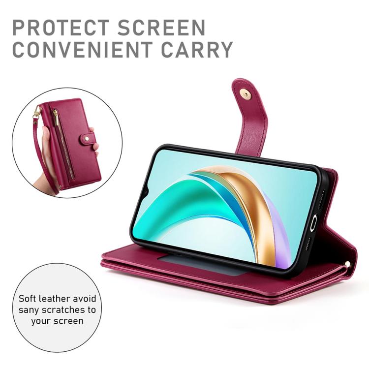 For Huawei nova 14 Pro Nine Card-slot Zipper Wallet Bag Leather Phone Case