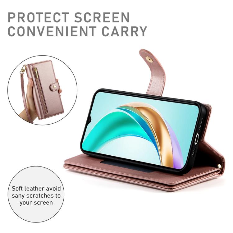 For Huawei nova 14 Pro Nine Card-slot Zipper Wallet Bag Leather Phone Case