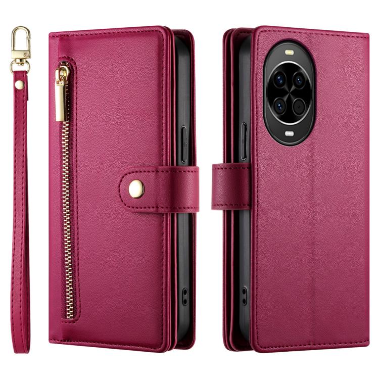 For Huawei nova 14 Nine Card-slot Zipper Wallet Bag Leather Phone Case