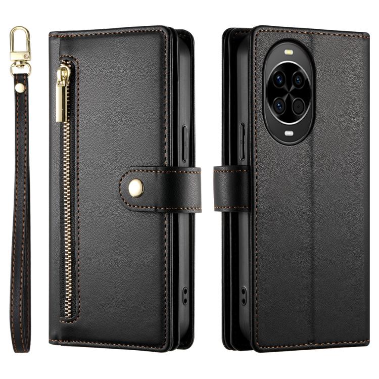 For Huawei nova 14 Nine Card-slot Zipper Wallet Bag Leather Phone Case