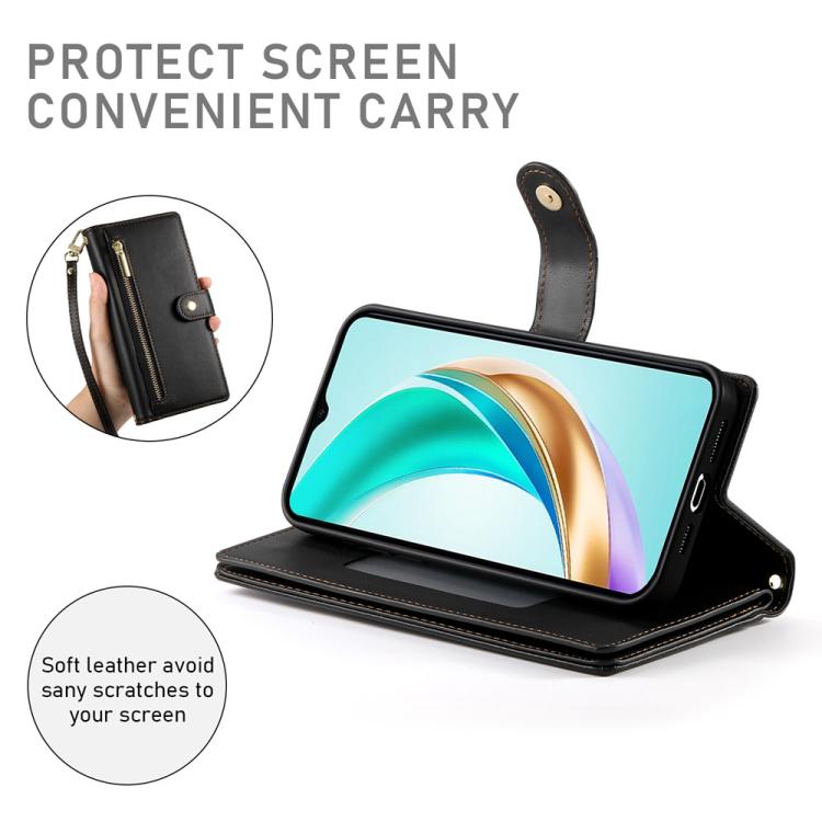 For Huawei nova 14 Nine Card-slot Zipper Wallet Bag Leather Phone Case