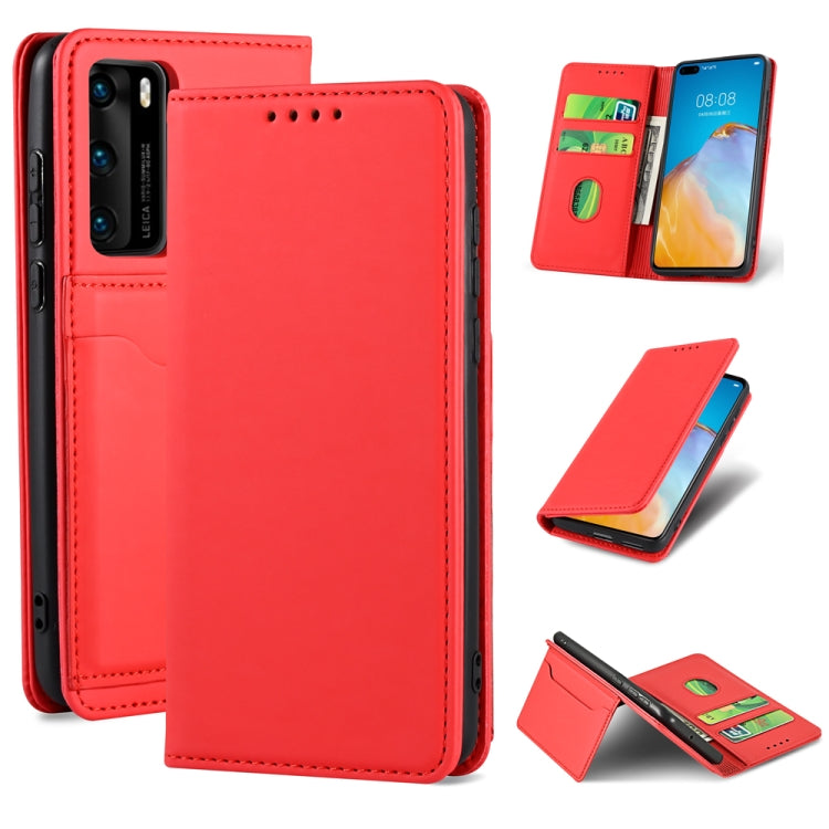 For Huawei P40 Strong Magnetism Liquid Feel Horizontal Flip Leather Case with Holder & Card Slots & Wallet