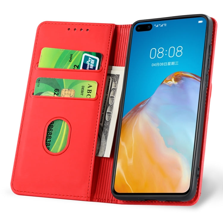 For Huawei P40 Strong Magnetism Liquid Feel Horizontal Flip Leather Case with Holder & Card Slots & Wallet
