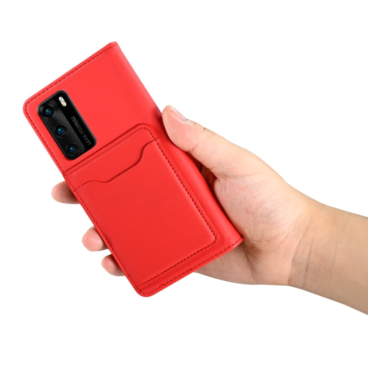 For Huawei P40 Strong Magnetism Liquid Feel Horizontal Flip Leather Case with Holder & Card Slots & Wallet