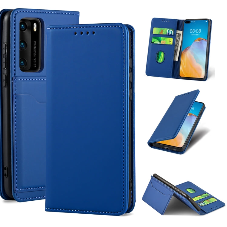 For Huawei P40 Strong Magnetism Liquid Feel Horizontal Flip Leather Case with Holder & Card Slots & Wallet