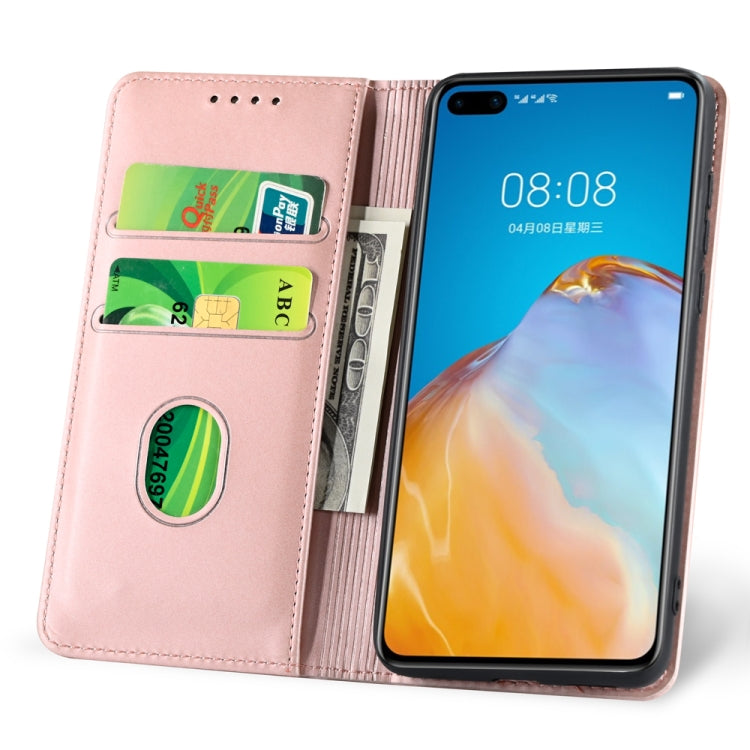 For Huawei P40 Strong Magnetism Liquid Feel Horizontal Flip Leather Case with Holder & Card Slots & Wallet