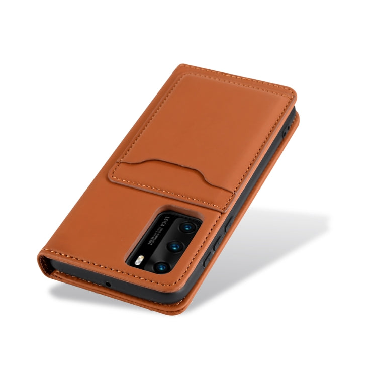 For Huawei P40 Strong Magnetism Liquid Feel Horizontal Flip Leather Case with Holder & Card Slots & Wallet