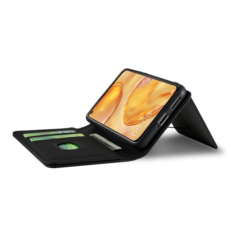 For Huawei P40 Lite Strong Magnetism Liquid Feel Horizontal Flip Leather Case with Holder & Card Slots & Wallet