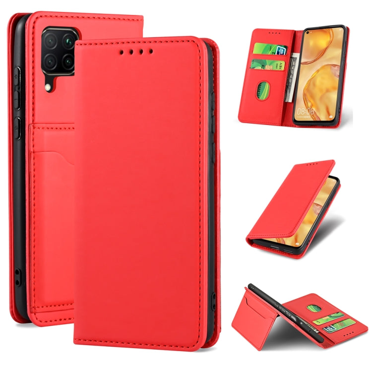 For Huawei P40 Lite Strong Magnetism Liquid Feel Horizontal Flip Leather Case with Holder & Card Slots & Wallet