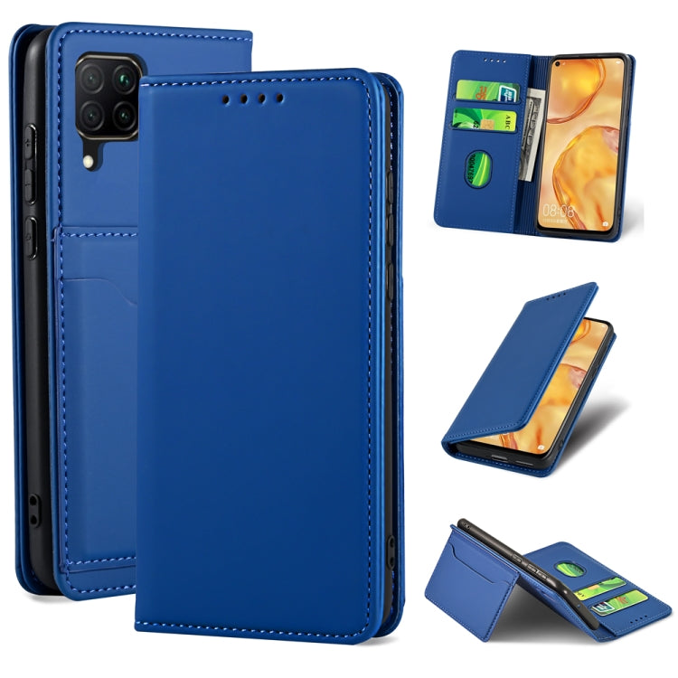 For Huawei P40 Lite Strong Magnetism Liquid Feel Horizontal Flip Leather Case with Holder & Card Slots & Wallet