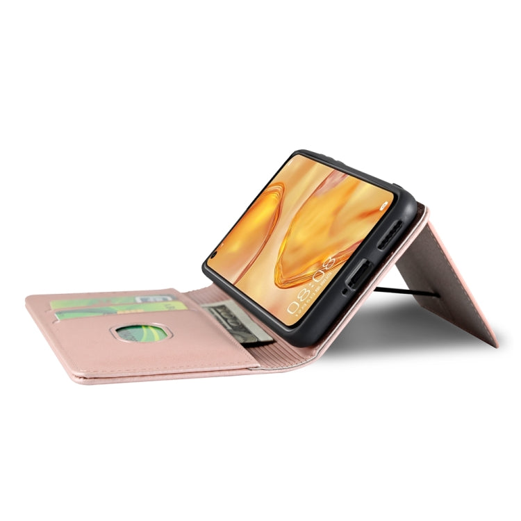 For Huawei P40 Lite Strong Magnetism Liquid Feel Horizontal Flip Leather Case with Holder & Card Slots & Wallet