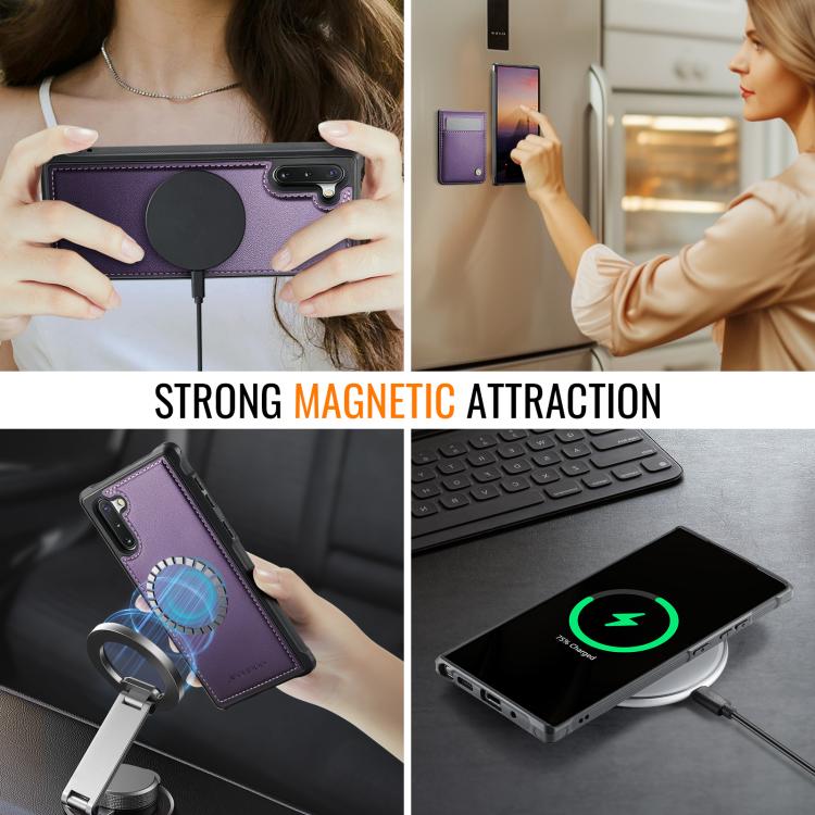 For Samsung Galaxy Note10+ JEEHOOD J06 British Style RFID MagSafe Card Bag PU Phone Case