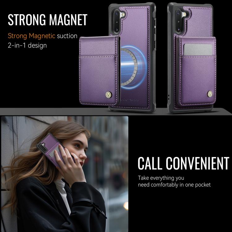 For Samsung Galaxy Note10+ JEEHOOD J06 British Style RFID MagSafe Card Bag PU Phone Case