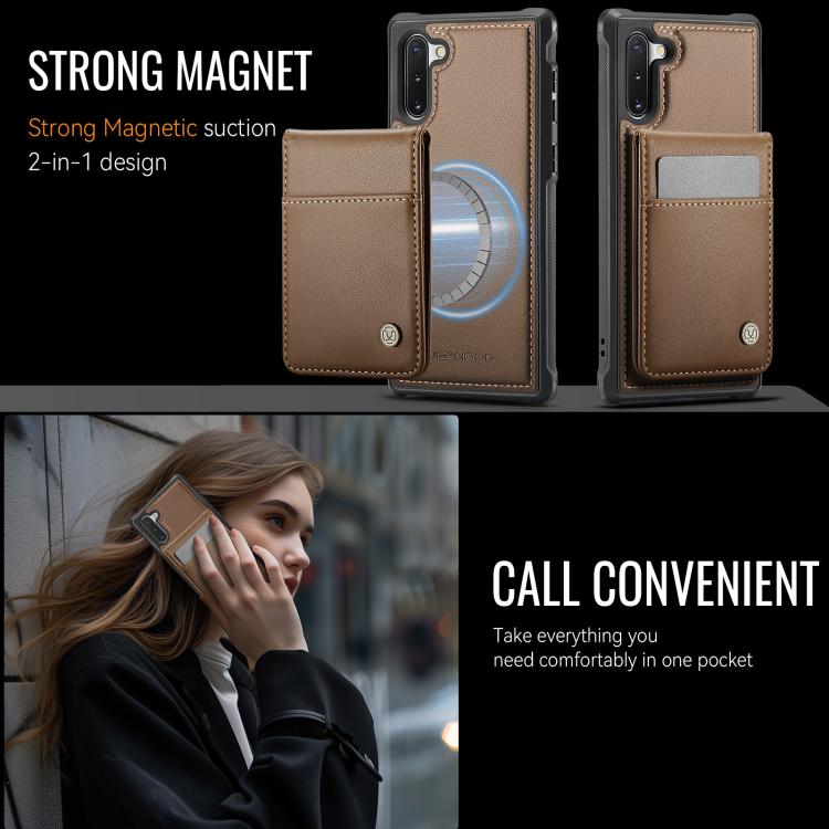 For Samsung Galaxy Note10+ JEEHOOD J06 British Style RFID MagSafe Card Bag PU Phone Case