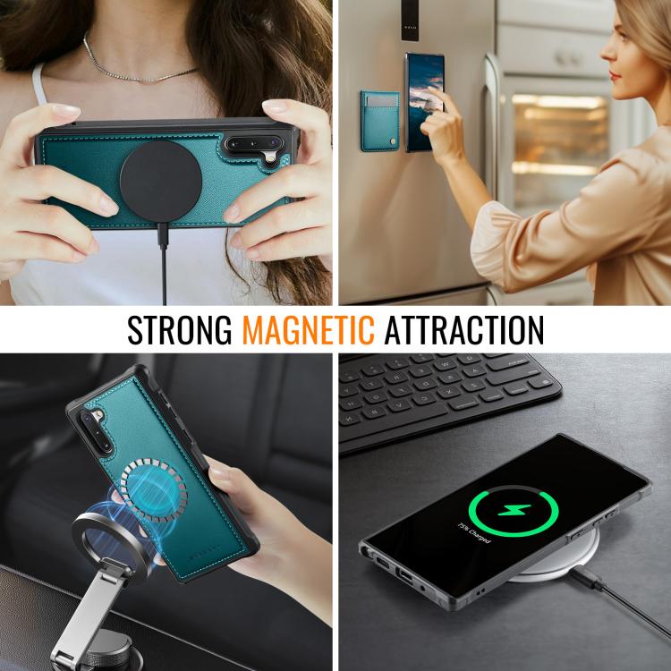 For Samsung Galaxy Note10+ JEEHOOD J06 British Style RFID MagSafe Card Bag PU Phone Case